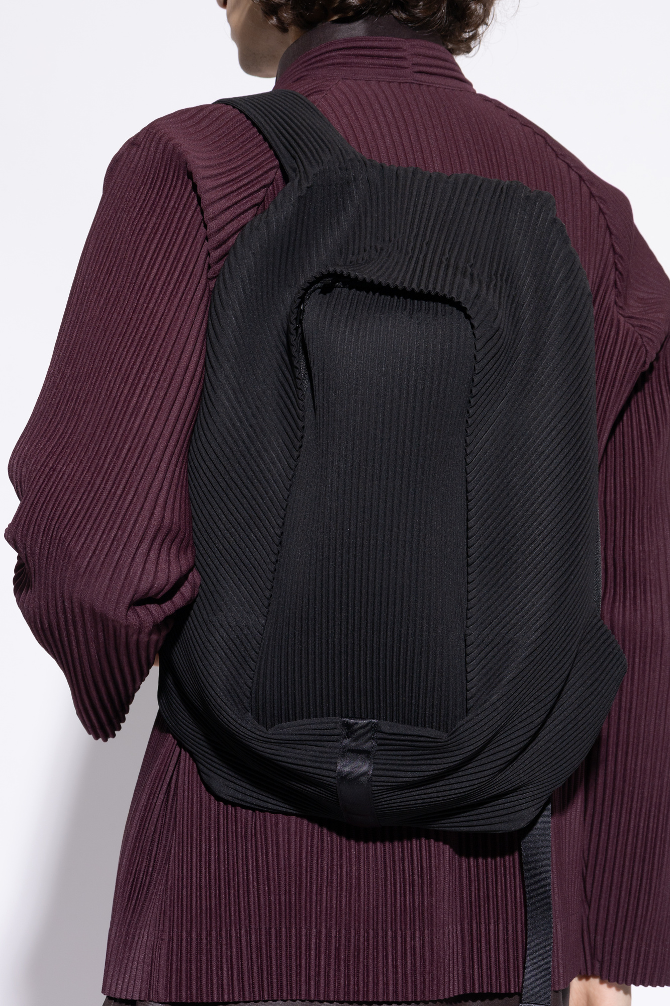 Black Backpack with pleated effect Homme Plissé Issey Miyake